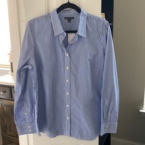 J. Crew Factory • blue/white striped shirt, sz XL